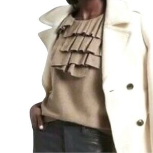 NWT BANANA REPUBLIC TIERED RUFFLE TAN METALLIC BLOUSE SIZE S